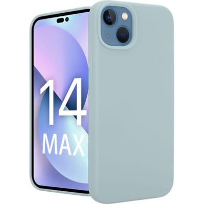 Coverzs telefoonhoesje geschikt voor iPhone 14 Plus hoesje - Luxe Liquid Silicone case - optimale bescherming - siliconen hoesje - grijsblauw
