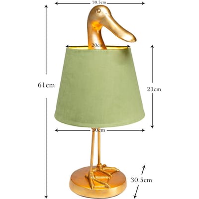 KARE tafellamp Duck, groen, linnen, hoogte 61 cm, E27