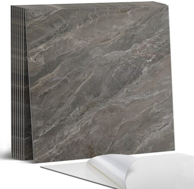 Coloray Plaktegels - Natuursteenpatroon Portugese Tegels - 30 cm x 30 cm - Grijs Plaktegels - 9 stuks - Vierkant PVC Tegels - Plaktegels Keuken - Zelfklevende Vloertegels - Vinyltegels Vloer Zelfklevend - Zelfklevende Tegels