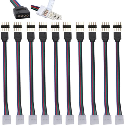 10 x LED Strip Lights Connectors voor RGB 5050 en 3528, 4 Pin 10mm Male Female PCB Adapter Kabel voor TV Achterverlichting en Meubelverlichting