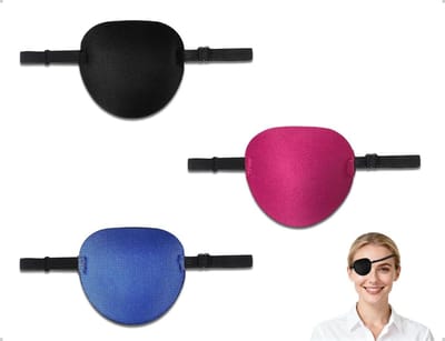 Verstelbare oogbeschermers in piratenstijl voor mannen en vrouwen, set van 3 in zwart, blauw en roze, ideaal voor kostuums en feestjes