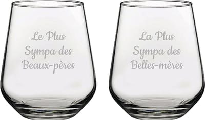 Drinkglas gegraveerd - 42,5cl - Le Plus Sympa des Beaux-pères & La Plus Sympa des Belles-mères