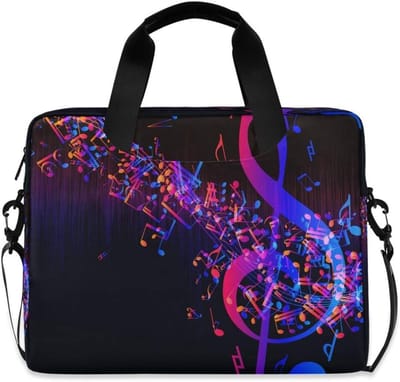 Laptop Tas - Aktetas Schoudertas - Werk en school - Hoofdvak met rits - Tot 16 inch - Abstract Muziek