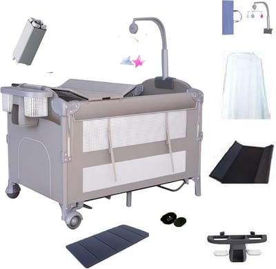 In hoogte verstelbaar reiswieg met commode en matras, opvouwbaar babybed