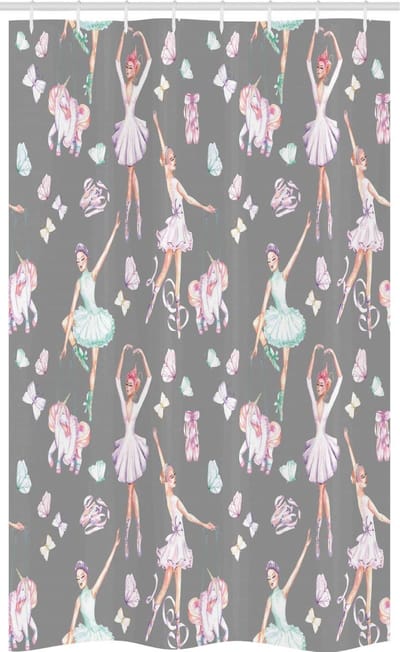 ABAKUHAUS Retro Douchegordijn – Dansers & Eenhoorns, 120x180 cm