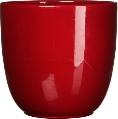 Mica Decorations Plantenpot - donkerrood - glans - keramiek - D25 x H23 cm - bloempot