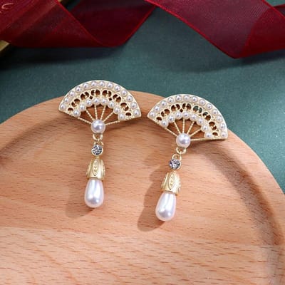Vrouwen Meisjes Barok Vintage Strass Parel Kruis Oorbellen Sieraden Retro Paleis Hanger Kettingen Oorringen Accessoires Voor Dame gray