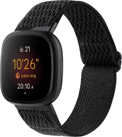 Nylon bandje - geschikt voor Fitbit Versa 4 / Sense 2 - zwart