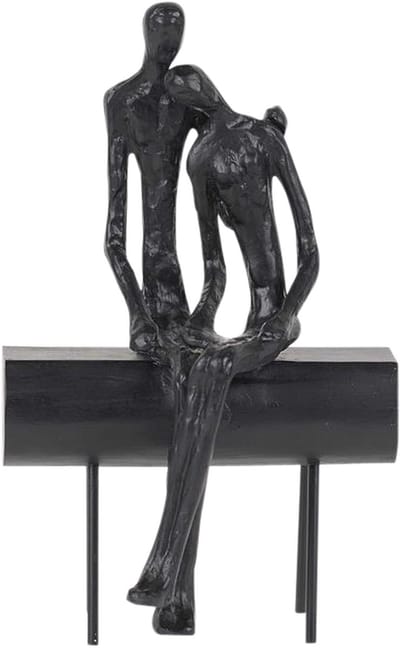 Rasteli Decoratief beeld "stelletje op bankje" Metaal Zwart L 16,5 B 13 x H 31,5 cm