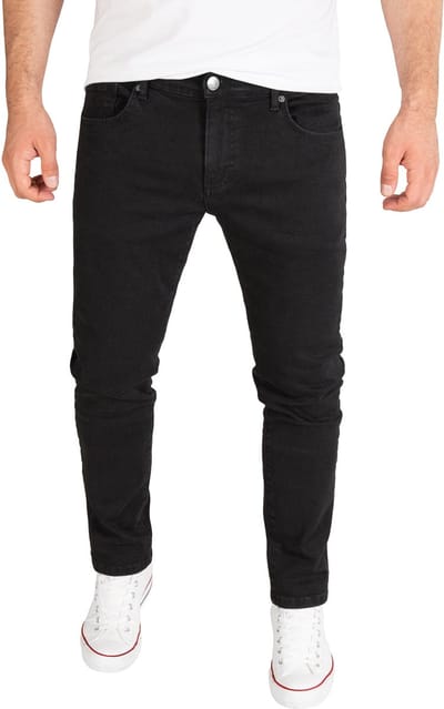 Yazubi Heren Jeans Akon – Slim Fit – Katoen Stretch – Zwart – 5-pocket & Used-wassing