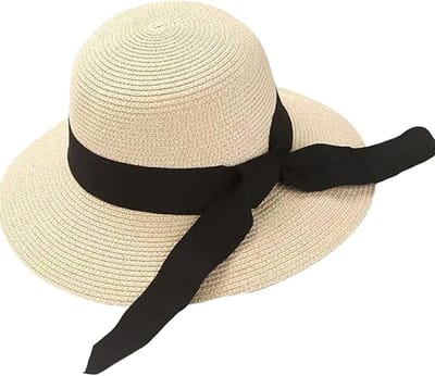 KZQ Beige Zonwerende Strohoed Dames Ademend Comfortabel Strandvakantie Buitenactiviteiten