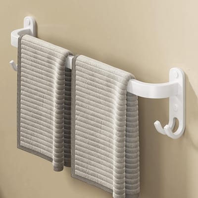 Handdoekhouder Badkamer - Handdoekstang Wandrek - Handdoeken Drogen - 3 Lagen Trapeze Design - 50 cm - Wit