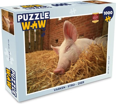 Puzzel Varken - Stro - Dier - Legpuzzel - Puzzel 1000 stukjes volwassenen