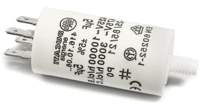 Permanent motorcondensator 5 µF - M8 montage - Ø 28 mm x 55 mm - zelfherstellend voor betrouwbare werking - ShopVlot