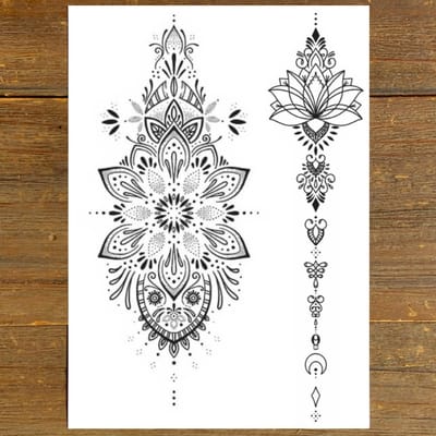 GetGlitterBaby® - Henna Plak Tattoos / Tijdelijke Tattoo / Nep Tatoeage / Festival Tattoes / Temporary Face Body Glitter Tattoo Sticker - Unalome