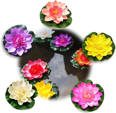 Vijf Stuks Drijvende Kunstbloemen Waterlelies voor Tuin, Vijver en Aquarium Decoratie, 10 cm