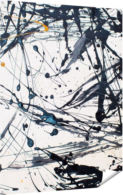 Gards Tuinposter Abstracte Kunst van Zwarte Verf - 120x160 cm - Tuindoek - Tuindecoratie - Wanddecoratie buiten - Tuinschilderij