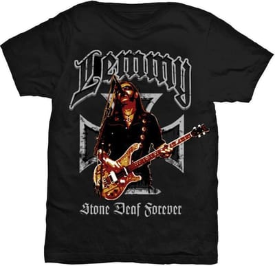 Lemmy Kilmister - Iron Cross Stone Deaf Forever Heren T-shirt - S - Zwart