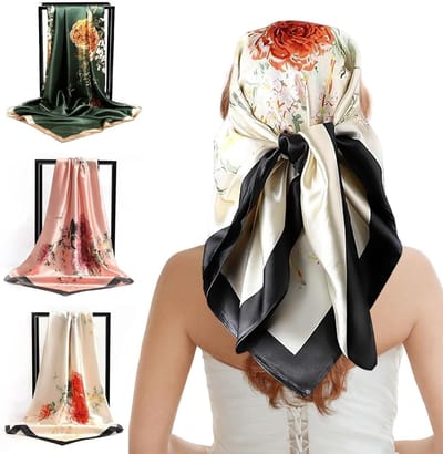 Elegante Dames Sjaals en Haaraccessoires, 90 x 90 cm, Zijde, Ademend, Zacht en Huidvriendelijk, Set van 3 voor Diverse Stijlen en Gelegenheden