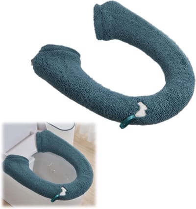Warmte en Comfort voor de Toiletzitting - Wasbare Zachte Toiletzitting Cover, Universele Pad, Knopstijl, Donkergroen