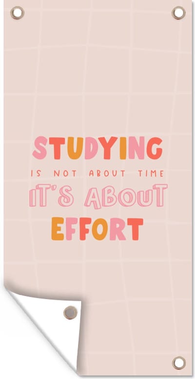 Schuttingposter Studeren - Tijd - Onderwijs - Quotes - 100x200 cm - Tuindoek
