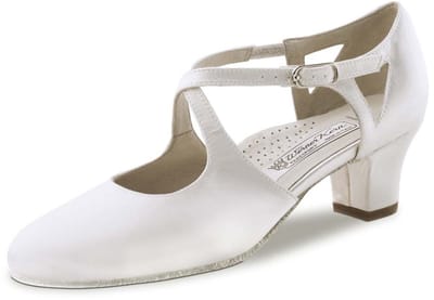 Werner Kern Gala Dansschoenen Dames Wit Satijn - Suède Zool - Bruidsschoenen - Hak 4,5 cm - Dichte neus - Brede pasvorm - Ballroom, Latin, Stijldansen - Werner Kern Bridal - Wit - 34.5