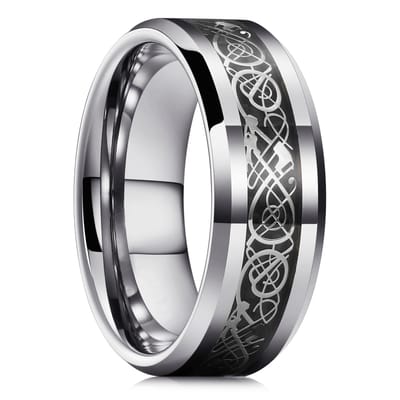 Klassieke 8mm Herenring Titanium Roestvrij Stalen Ring Inlay Zwart Blauw Koolstofvezel Ring Bruiloft Sieraden Kerstcadeau Accessoires 9 gray