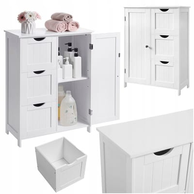 Songmics - Badkamerkast met 3 Lades - Wit - MDF - 30x60x81 cm