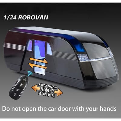 Controle 1:24 Robovan Legering Bus Auto Model Diecast Metaal Nieuwe Energie Elektrische Bus Voertuig Auto Model Simulatie Geluid Licht Cadeau