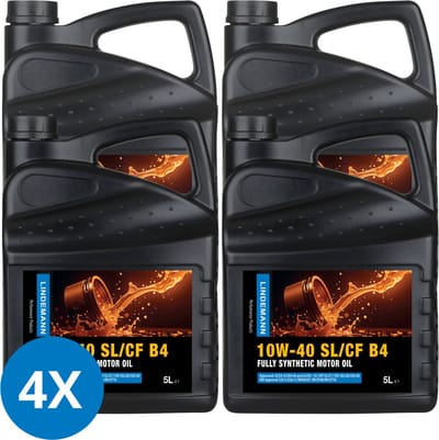 Lindemann Motorolie 10W40 Longlife - 5L (4-pack) - Brandstofbesparing - ACEA A3/B3-10 & A3/B4-08 - API SL/CF - voor Benzine- en Dieselmotoren