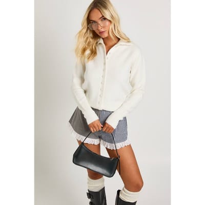 boohoo Dames Superzachte geborstelde gebreide buttoncardigan | Creme | Maat: Small