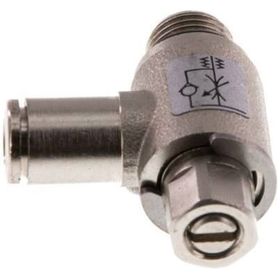 L-stuk Regelventiel 4 mm - G1/8'' Regeling-in Messing Sleufschroef