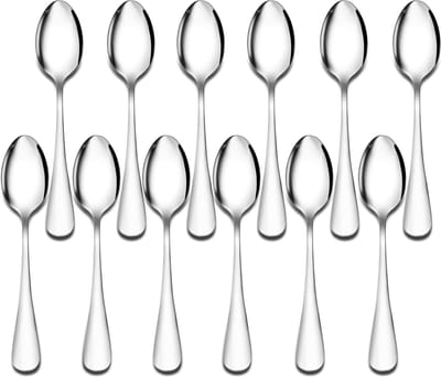 Set van 12 RVS Koffielepels van 12,5 cm - Perfect voor Espresso, Thee en Desserts in Huishoudens en Cafés