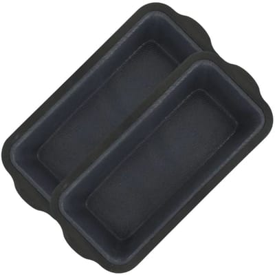 Zenker 9343150 Set van 2 Cakevormen van siliconen met glasvezel, rechthoekige vorm, cakevorm, taartvorm, Siliconen, Glasvezel, Nylon, Grijs, 31,5 x 14,2 x 5,2 cm
