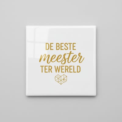 De Beste Meester ter Wereld Tegel 15x15 cm – Waardering Cadeau Keramische Decoratieve Tegel voor Meesters