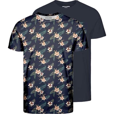 JACK&JONES  - Maat L - JJBECS POCKET&AOP TEE SS CREW NECK 2PKMP Heren T-shirt