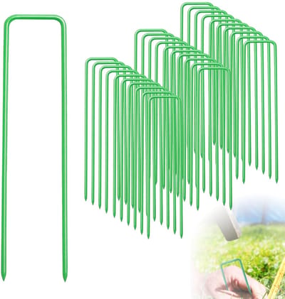 Cosensi- Grondanker 30 stuks - U-vormige nagels 15 cm - Anti-roest bevestigingsanker - Groen - Stevig - Voor bevestiging van hekken en kunstgras - Grondnagels