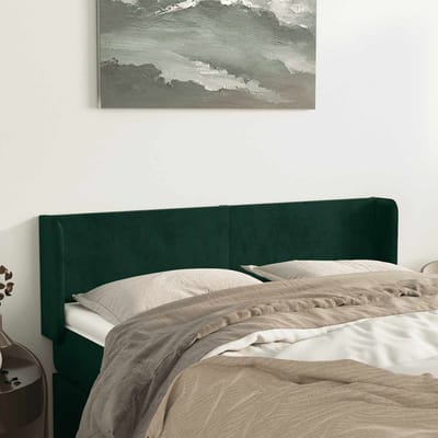 vidaXL - Hoofdbord - met - randen - 147x16x78/88 - cm - fluweel - donkergroen