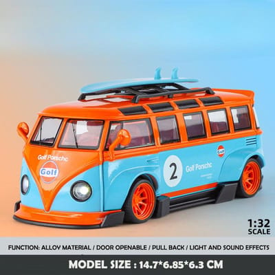 Simulatie 1:32 Schaal T1 Transporter Model Geluid Licht Bus Speelgoed Voertuig Kinderen Jongen Verjaardagscadeau Minatuur Auto