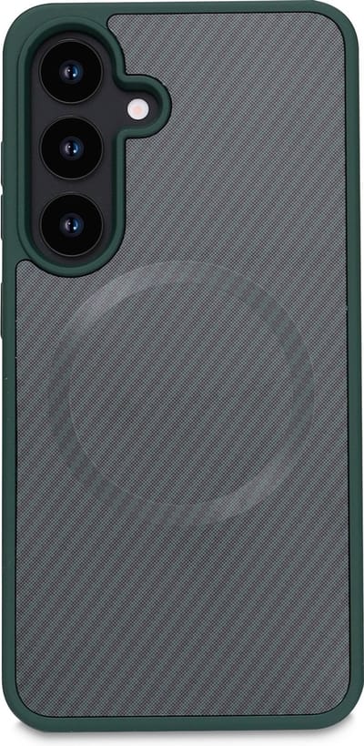 Casemania Hoesje Geschikt voor Samsung Galaxy S23 - Groen - Carbon Back Cover - Geschikt voor MagSafe