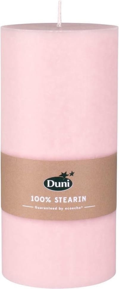 Duni cilinderkaarsen/stompkaarsen - roze - 15 x 7 cm - 50 branduren - geurloze kaarsen
