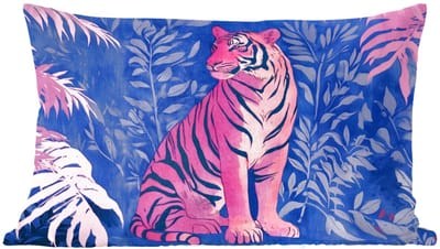 Sierkussens - Kussentjes Woonkamer - 60x40 cm - Tijger - Roze - Bladeren - Jungle