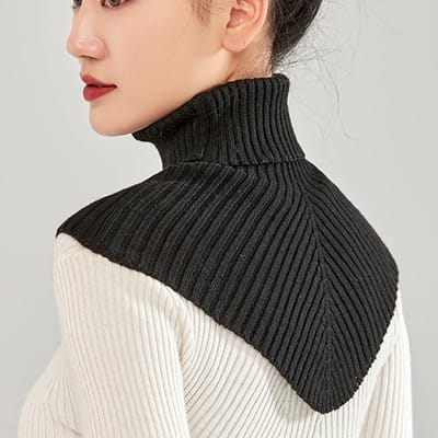 Warme Dames Gebreide Wollensjaal – Winter Coltrui Sjaal met Onregelmatig Design – Kasjmier Look – Mode Korte Wrap & Nepkraag – Halswarmer Dames – Winteraccessoires
