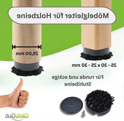 Stoelglijders met Schroeven - Meubelglijders Vloerbeschermers - Vloeren Beschermen - Innovatief Vezelsysteem - 25 mm - Zwart