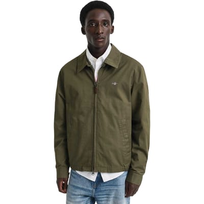 Gant Herenwindjack van katoenen twill, waterafstotend, normale pasvorm (Groen)