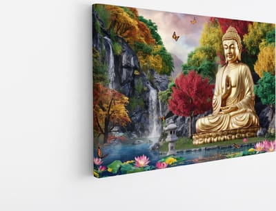 Saammp Canvas Schilderij - Boeddha - Natuur - 45x30 - Foto op canvas - Wanddecoratie - Muurdecoratie Woonkamer - Canvas schilderijen