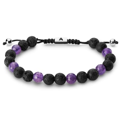 Sanatio 6 mm lavasteen & amethist armband