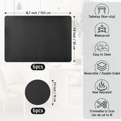 Dailygoods- Onderzetters Set van 6 - Afwasbare Placemat - Waterdicht - Antislip - Dubbelzijdig - Imitatieleer - Placemats