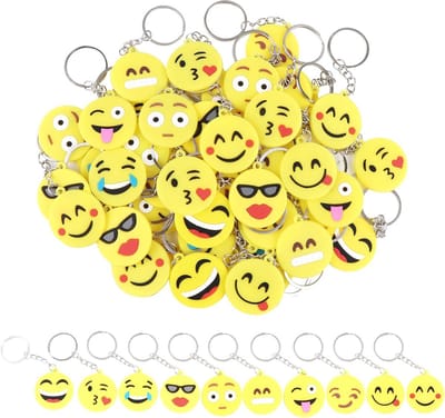 Emoji sleutelhangers 50 stuks - kleurrijke PVC-vrije emoticons - feestartikelen voor kinderfeestjes - ShopVlot