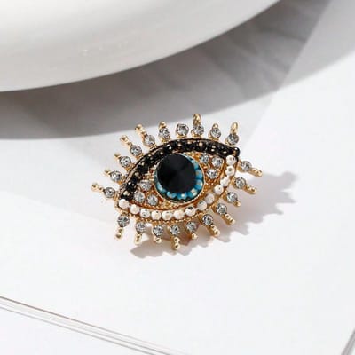 Vintage Minimalistische Engelsoog Strass Broche, Franse Duivelsoog Broche voor Dames one-size gray